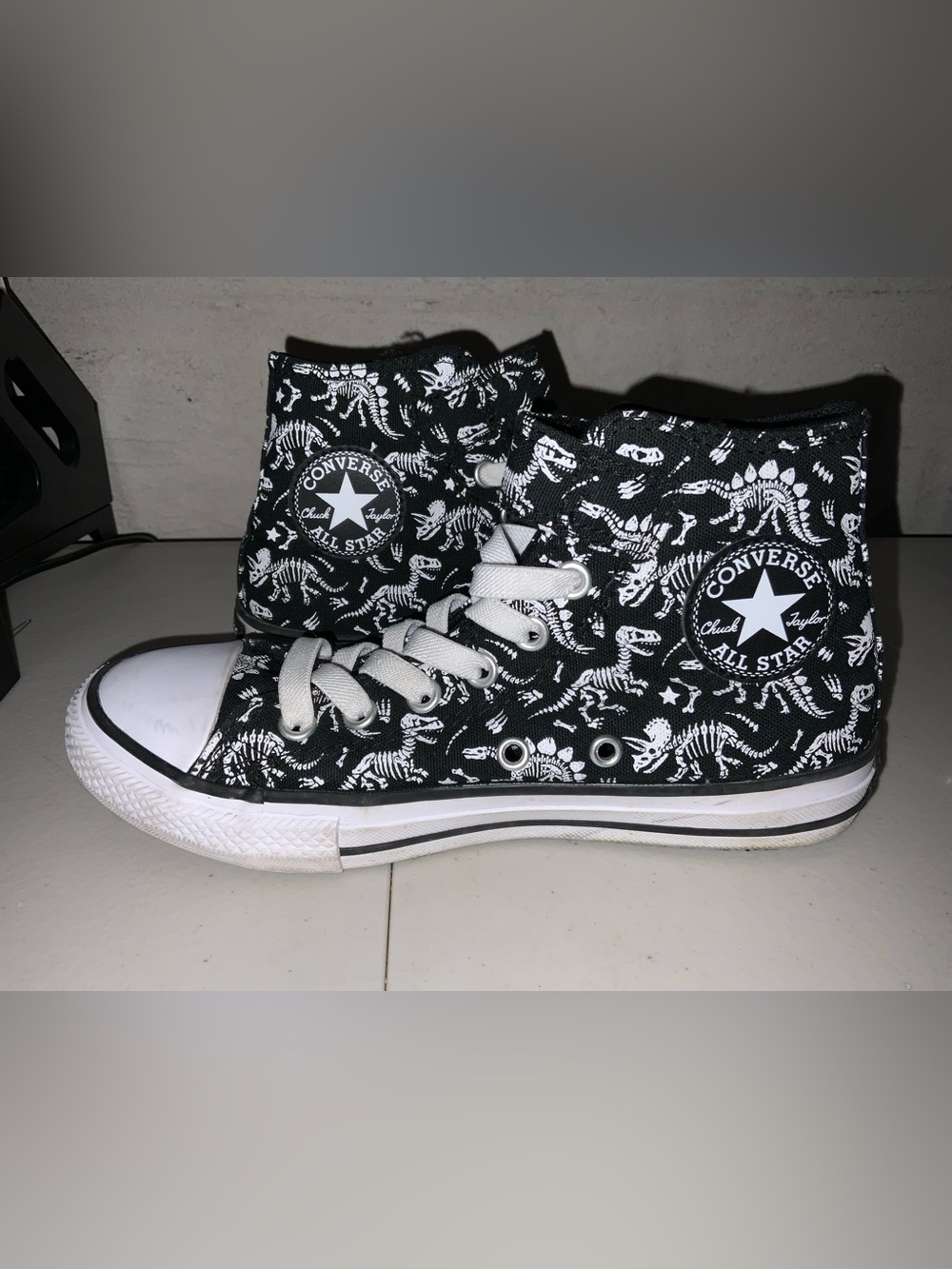 Converse Kids Chuck Taylor Black & White Dinosaur Skeleton High-Top Sneakers 2
